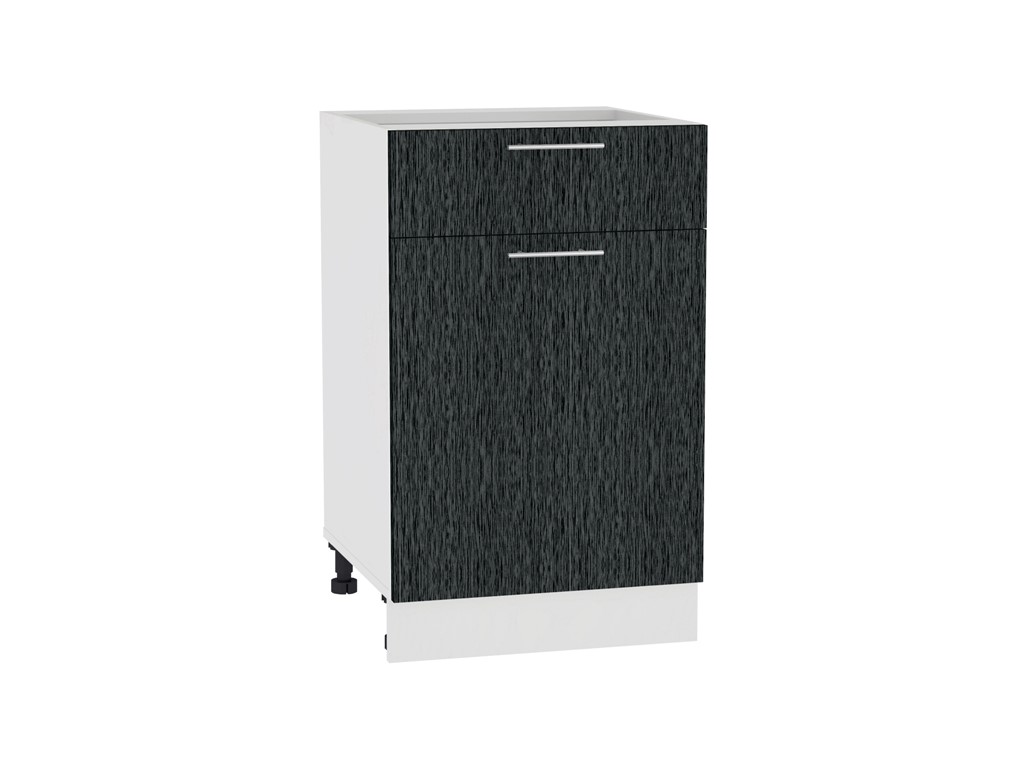 Шкаф нижний с 1-ой дверцей и ящиком Валерия-М Н 501 Черный металлик дождь-Белый
