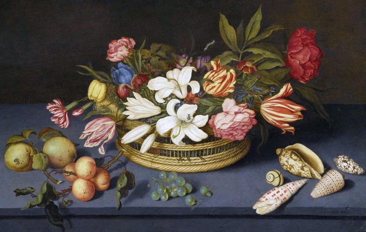 Натюрморт из цветов, фруктов и ракушек, Йоханн Хамза