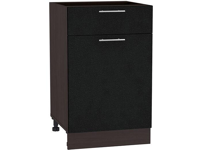 Шкаф нижний с 1-ой дверцей и ящиком Валерия-М Н 501 Черный металлик-Венге