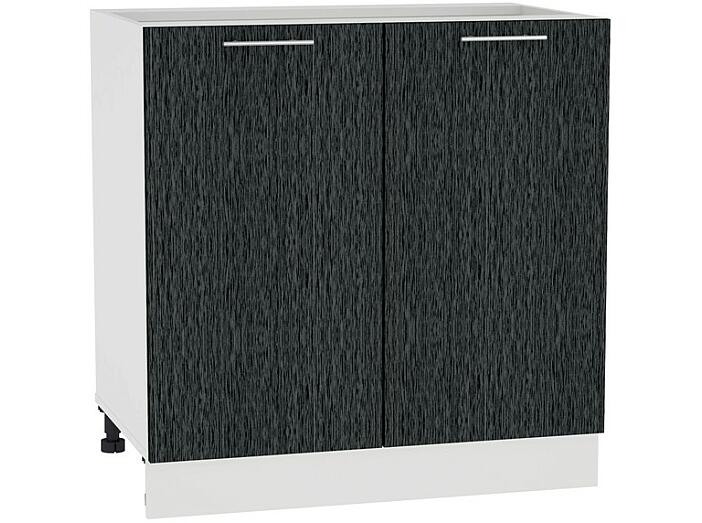 Шкаф нижний с 2-мя дверцами Валерия-М Н 800 Черный металлик дождь-Белый