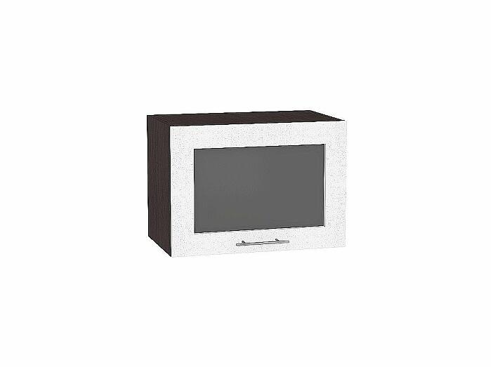 Шкаф верхний горизонтальный остекленный глубокий Валерия-М Белый металлик Graphite