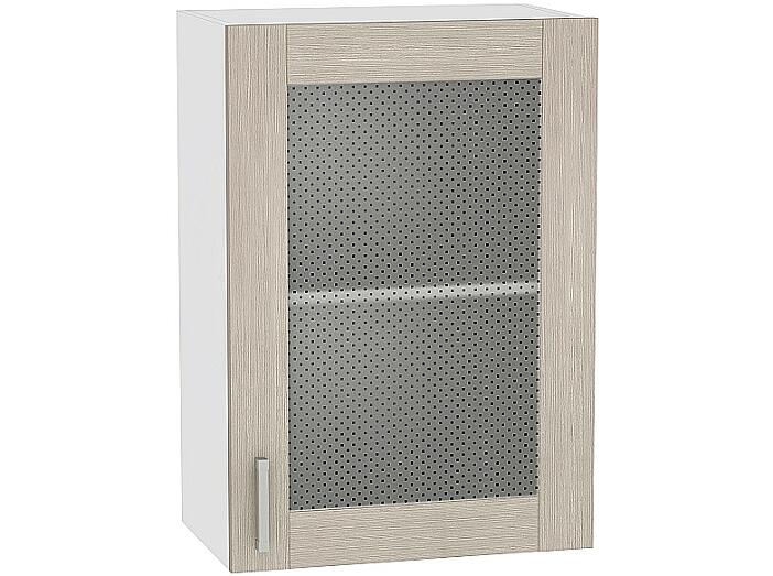 Шкаф верхний с 1-ой остекленной дверцей Лофт В 500 Cappuccino Veralinga-Белый