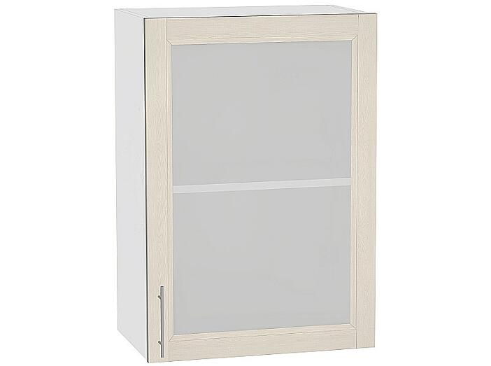Шкаф верхний с 1-ой остекленной дверцей Сканди В 500 Cappuccino Softwood-Белый
