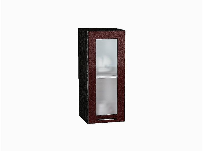 Шкаф верхний с 1-ой остекленной дверцей Валерия-М Гранатовый металлик Graphite