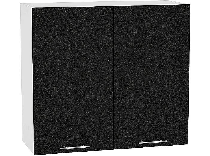 Шкаф верхний с 2-мя дверцами Валерия-М В 809 Черный металлик-Белый