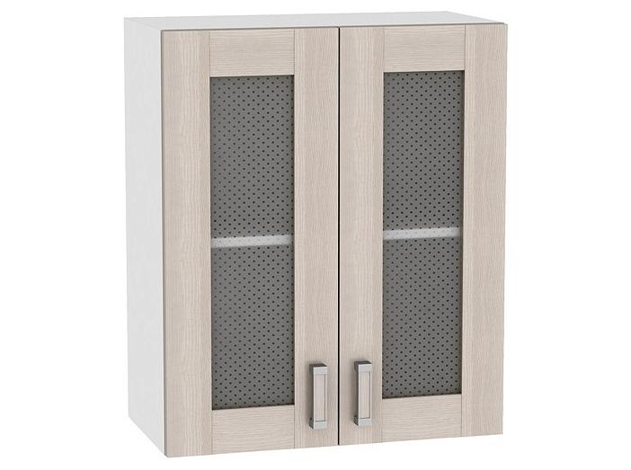 Шкаф верхний с 2-мя остекленными дверцами Лофт В 600 Cappuccino Veralinga-Белый