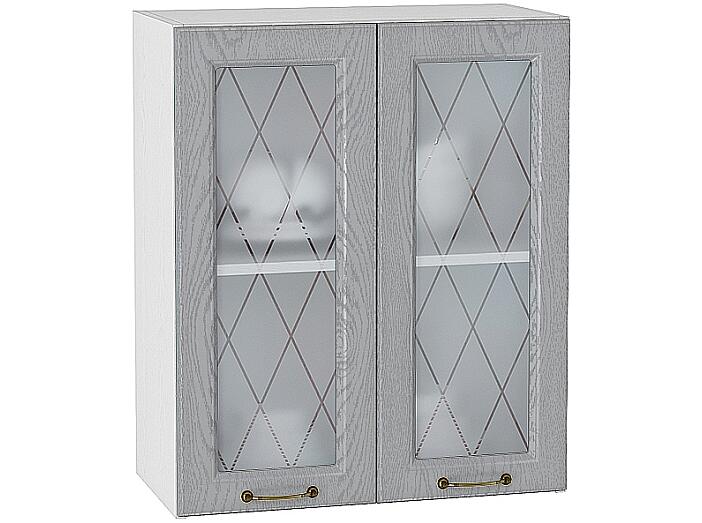 Шкаф верхний с 2-мя остекленными дверцами Ницца В 600 Дуб серый-Белый