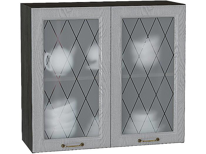 Шкаф верхний с 2-мя остекленными дверцами Ницца В 800 Дуб серый-Венге