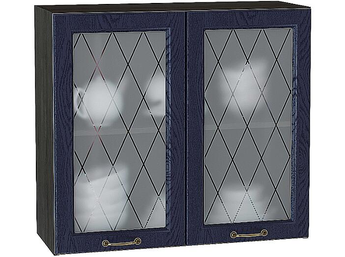 Шкаф верхний с 2-мя остекленными дверцами Ницца В 800 Дуб синий-Венге