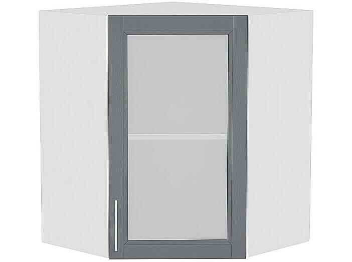 Шкаф верхний угловой остекленный Сканди ВУ 590 Graphite Softwood-Белый