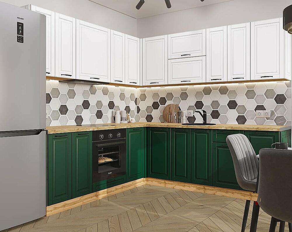 Кухня угловая Дублин-02 Special White/Special Green/Дуб Вотан 2140*2200/2400*600
Кухня угловая Дублин-02 Special White/Special Green/Дуб Вотан 2140*2200/2400*600