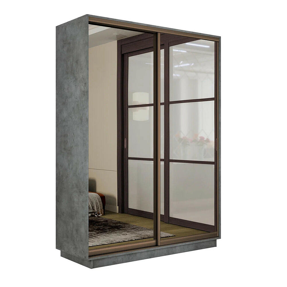 Шкаф Экспресс 2 Широкий 2-х дверный Дуо Зеркало (Бронзовый профиль) Бетон 1800*2200*600 
Шкаф Экспресс 2 Широкий 2-х дверный Дуо Зеркало (Бронзовый профиль) Бетон 1800*2200*600