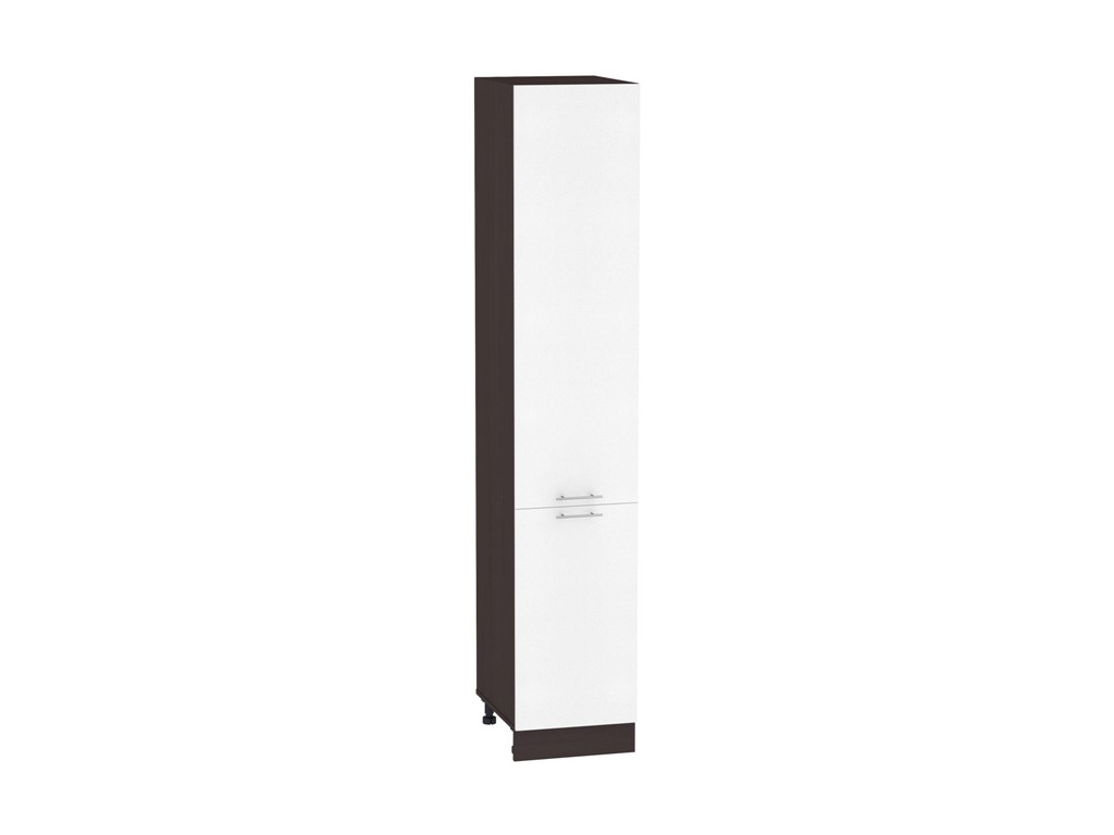 Шкаф пенал с 2-мя дверцами Валерия-М ШП 400 (для верхних шкафов высотой 720) Белый металлик-Венге