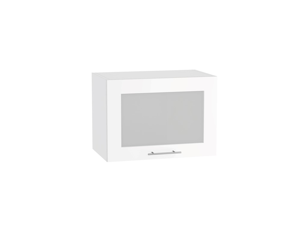 Шкаф верхний горизонтальный остекленный Валерия-М ВГ 500 Белый глянец-Белый