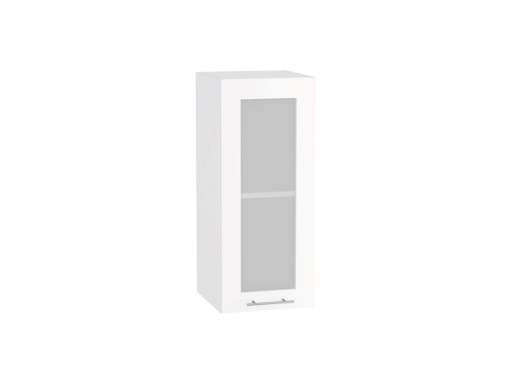 Шкаф верхний с 1-ой остекленной дверцей Валерия-М В 300 Белый глянец-Белый