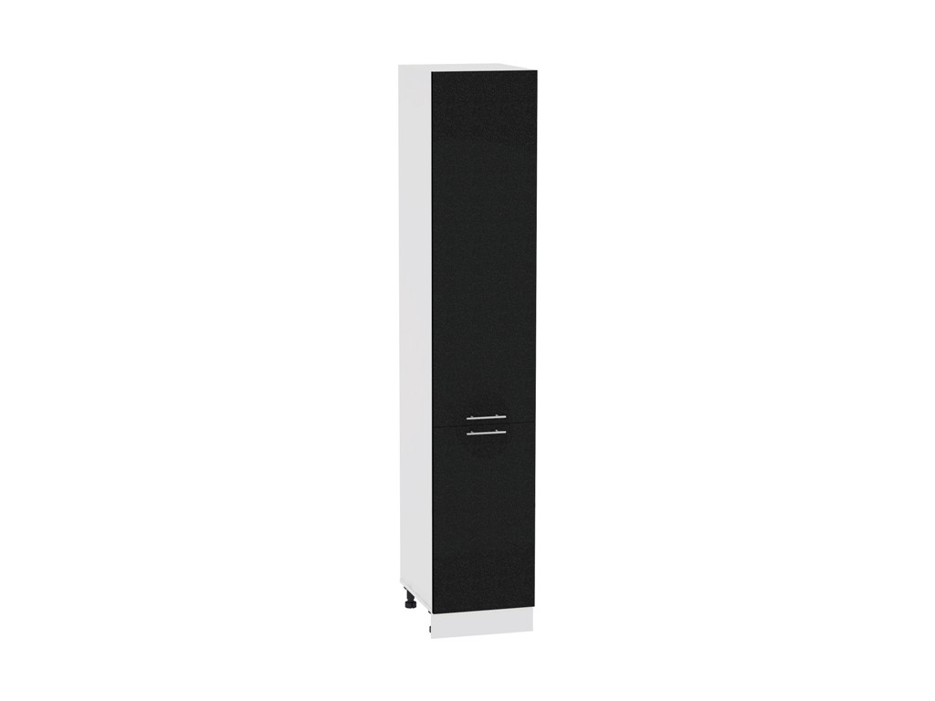 Шкаф пенал с 2-мя дверцами Валерия-М ШП 400 (для верхних шкафов высотой 720) Черный металлик-Белый
