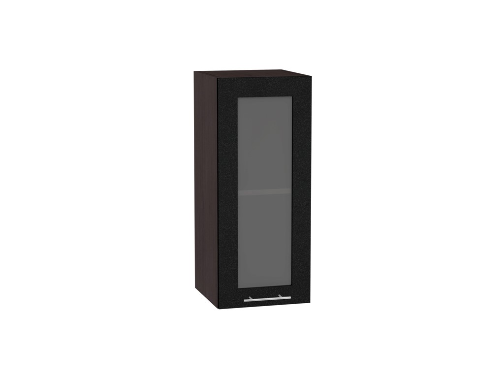 Шкаф верхний с 1-ой остекленной дверцей Валерия-М В 300 Черный металлик-Венге