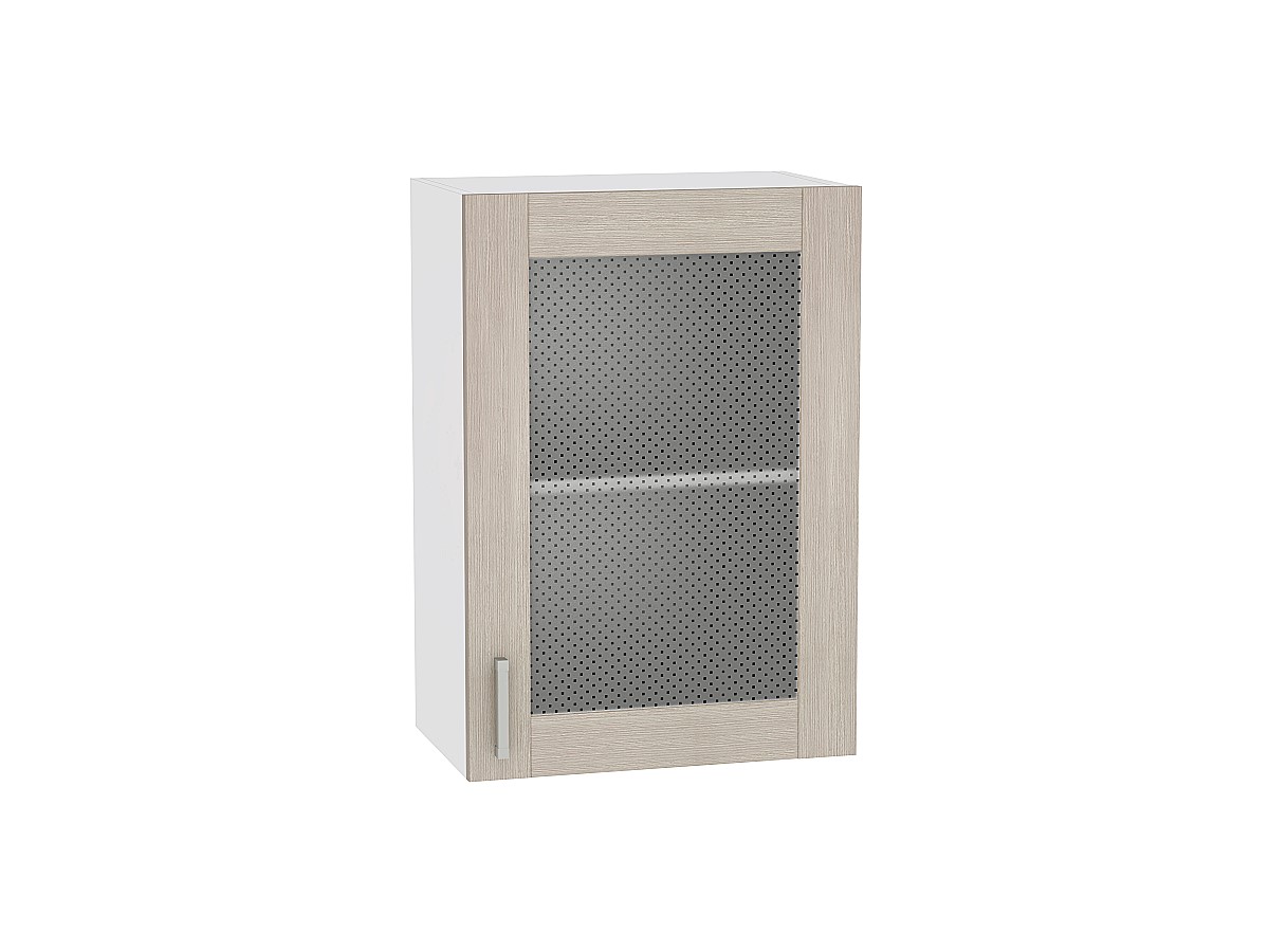Шкаф верхний с 1-ой остекленной дверцей Лофт В 500 Cappuccino Veralinga-Белый