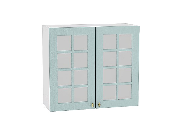 Шкаф верхний с 2-мя остекленными дверцами Прованс В 809 Голубой-Белый 