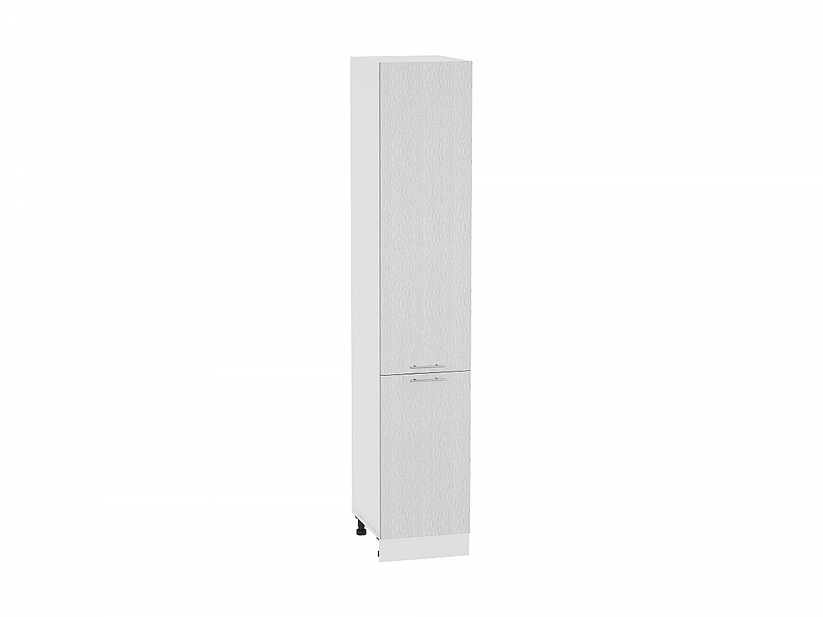 Шкаф пенал с 2-мя дверцами Валерия-М ШП 400 (для верхних шкафов высотой 720) Серый металлик дождь светлый-Белый