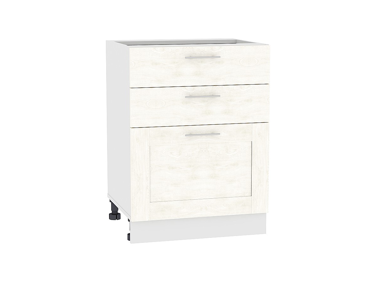 Шкаф нижний с 3-мя ящиками Лофт Н 603 Nordic Oak-Белый
