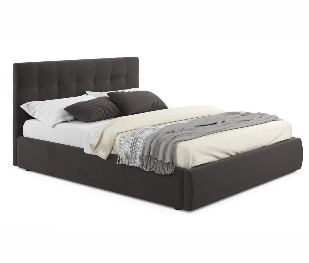Мягкая интерьерная кровать "Селеста"  1600, П/М, ткань, Шоколад
