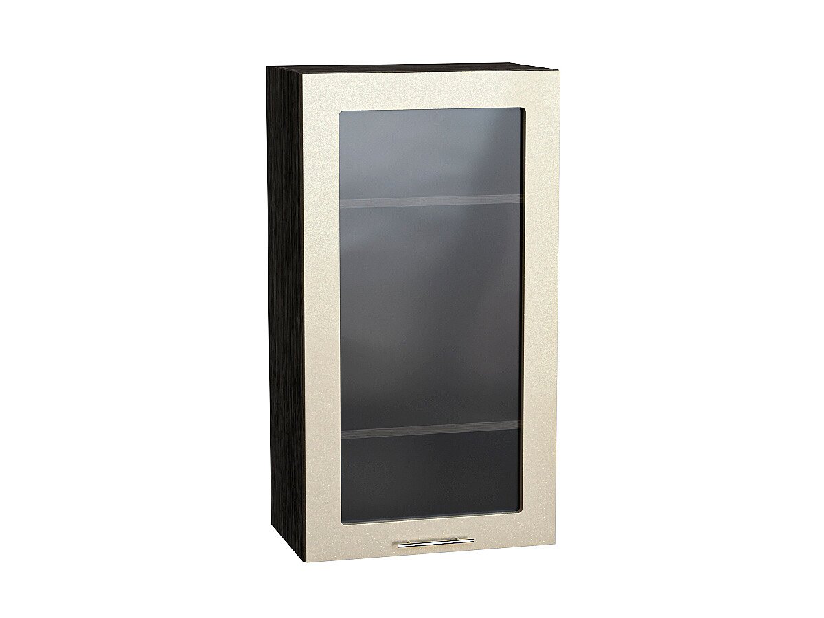 Шкаф верхний с 1-ой остекленной дверцей Валерия-М Бежевый металлик Graphite 920*500*318