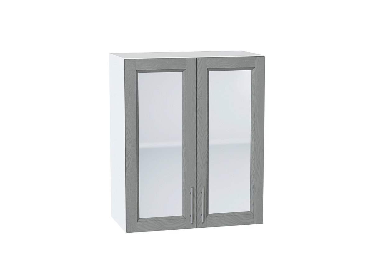 Шкаф верхний с 2-мя остекленными дверцами Сканди Grey Softwood Белый 716*600*320