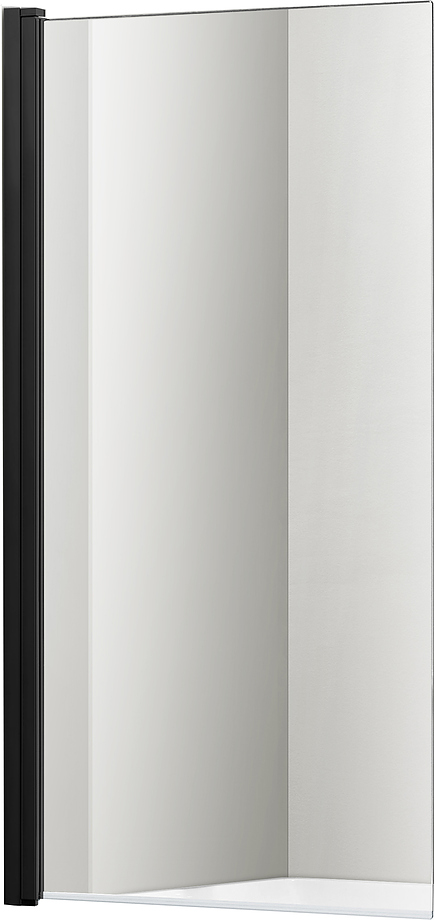 AQ DEL SBA 08015BL Шторка на ванну, одноэлементная, поворотная 800X1500 профиль черный, стекло прозрачное