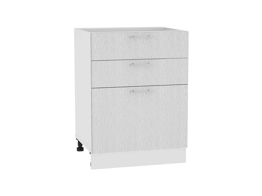 Шкаф нижний с 3-мя ящиками Валерия-М Н 603 Серый металлик дождь-Белый