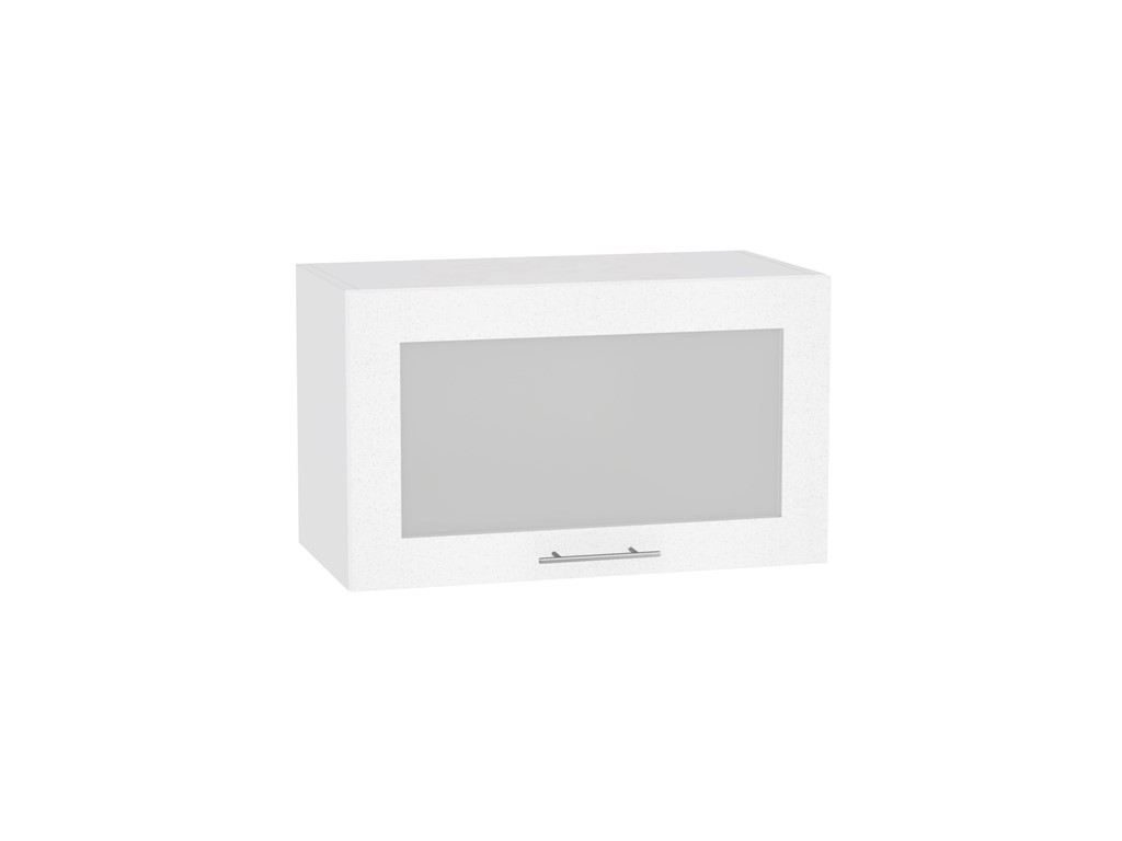Шкаф верхний горизонтальный остекленный Валерия-М ВГ 600 Белый металлик-Белый