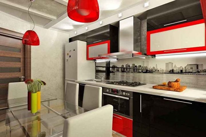 Маленькая Черно Красная Кухня Фото
