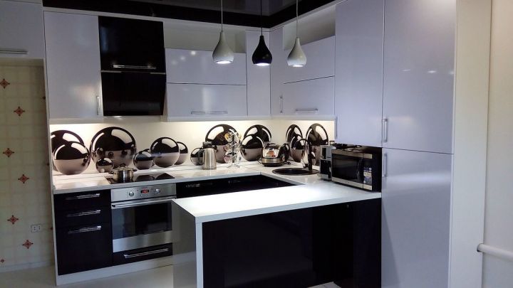 Кухни Черно Белые Дизайн Фото Фартук