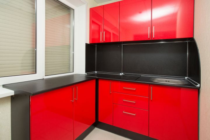 Маленькая Черно Красная Кухня Фото