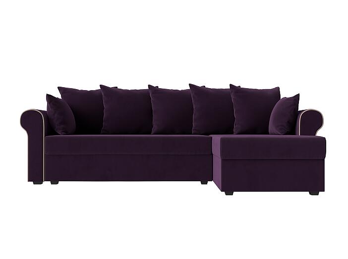 Угловой диван Рейн велюр фиолетовый кант бежевый угол правый