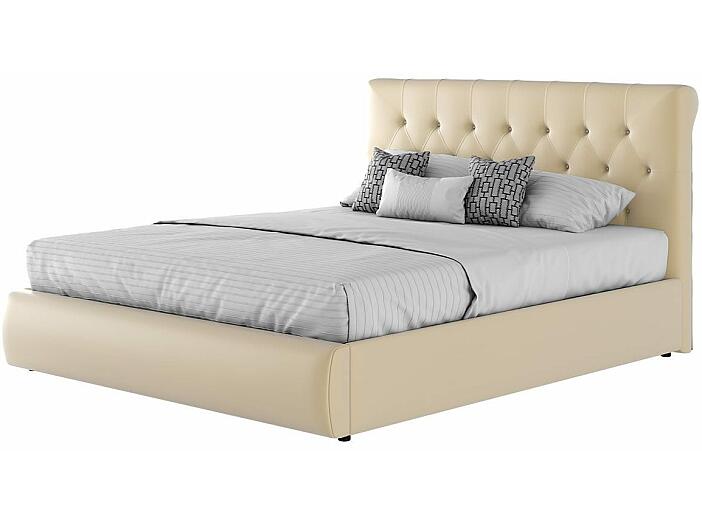 Мягкая интерьерная кровать "Амели" 1400, БП/М, экокожа, Бежевый