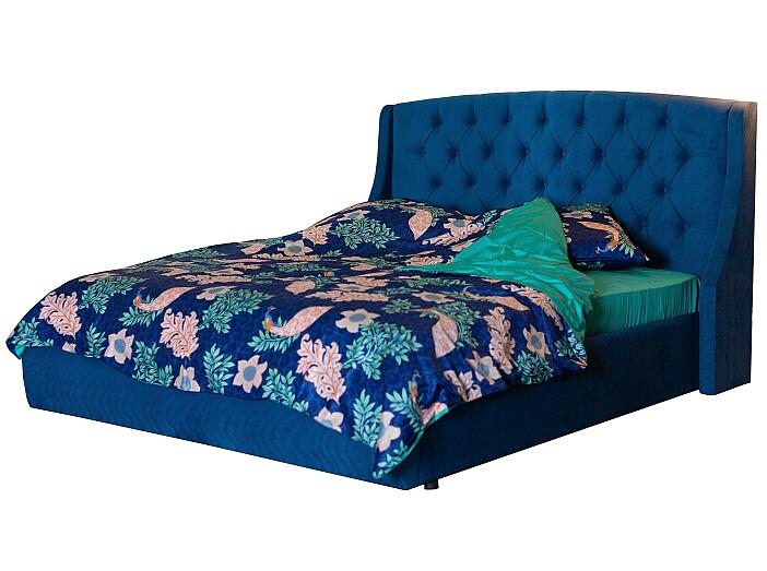 Мягкая интерьерная кровать "Стефани" 1400, БП/М, ткань, Синий