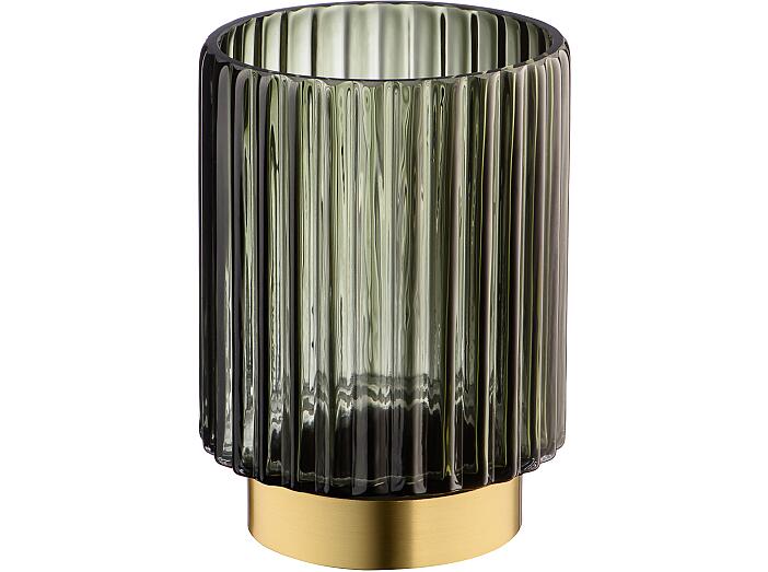 Декоративная ваза из цветного стекла с золотым напылением, Д145 Ш145 В180, серый