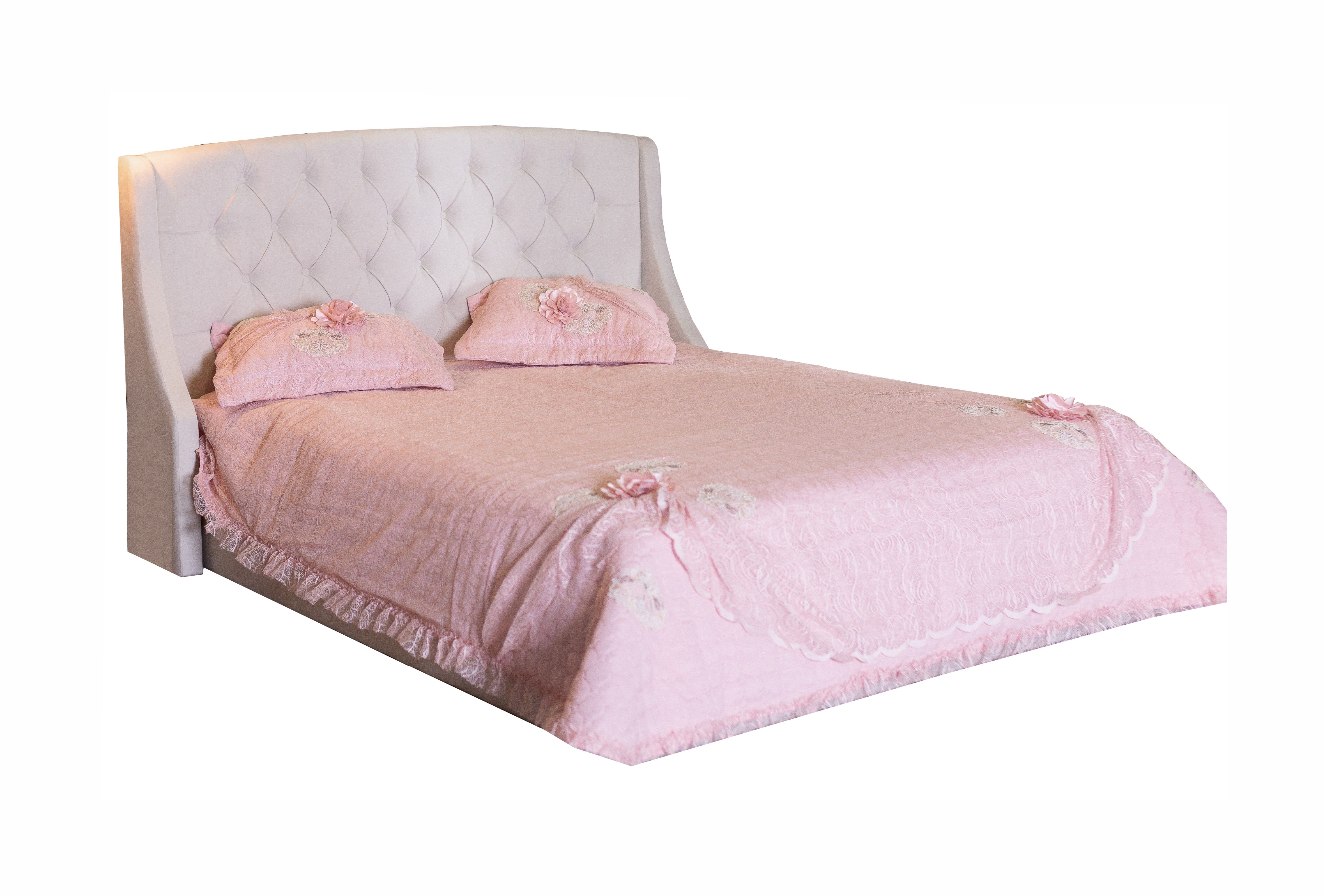 Мягкая интерьерная кровать "Стефани" 1800, БП/М, ткань, Бежевый