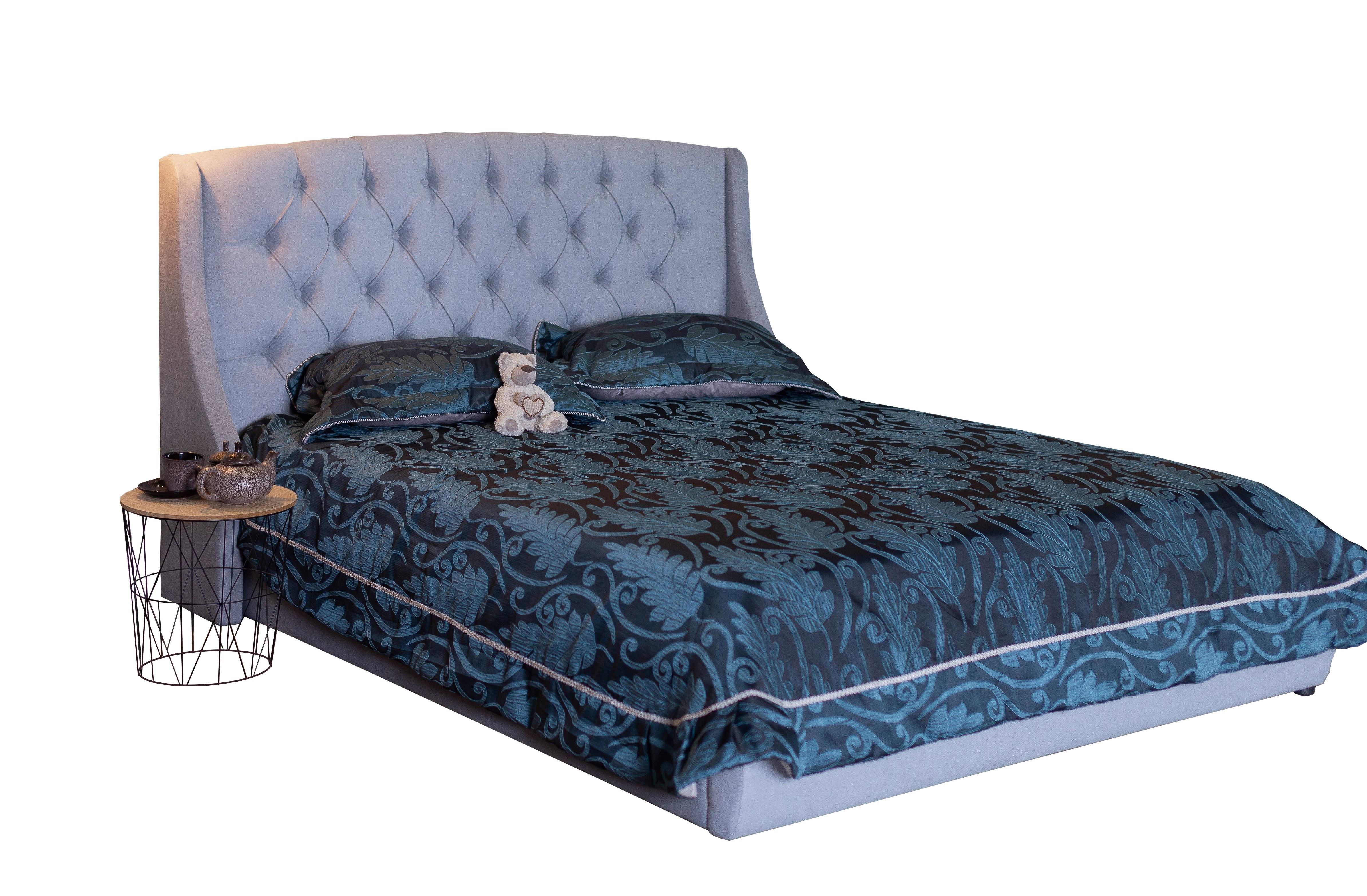 Мягкая интерьерная кровать "Стефани" 1400, БП/М, ткань, Серый