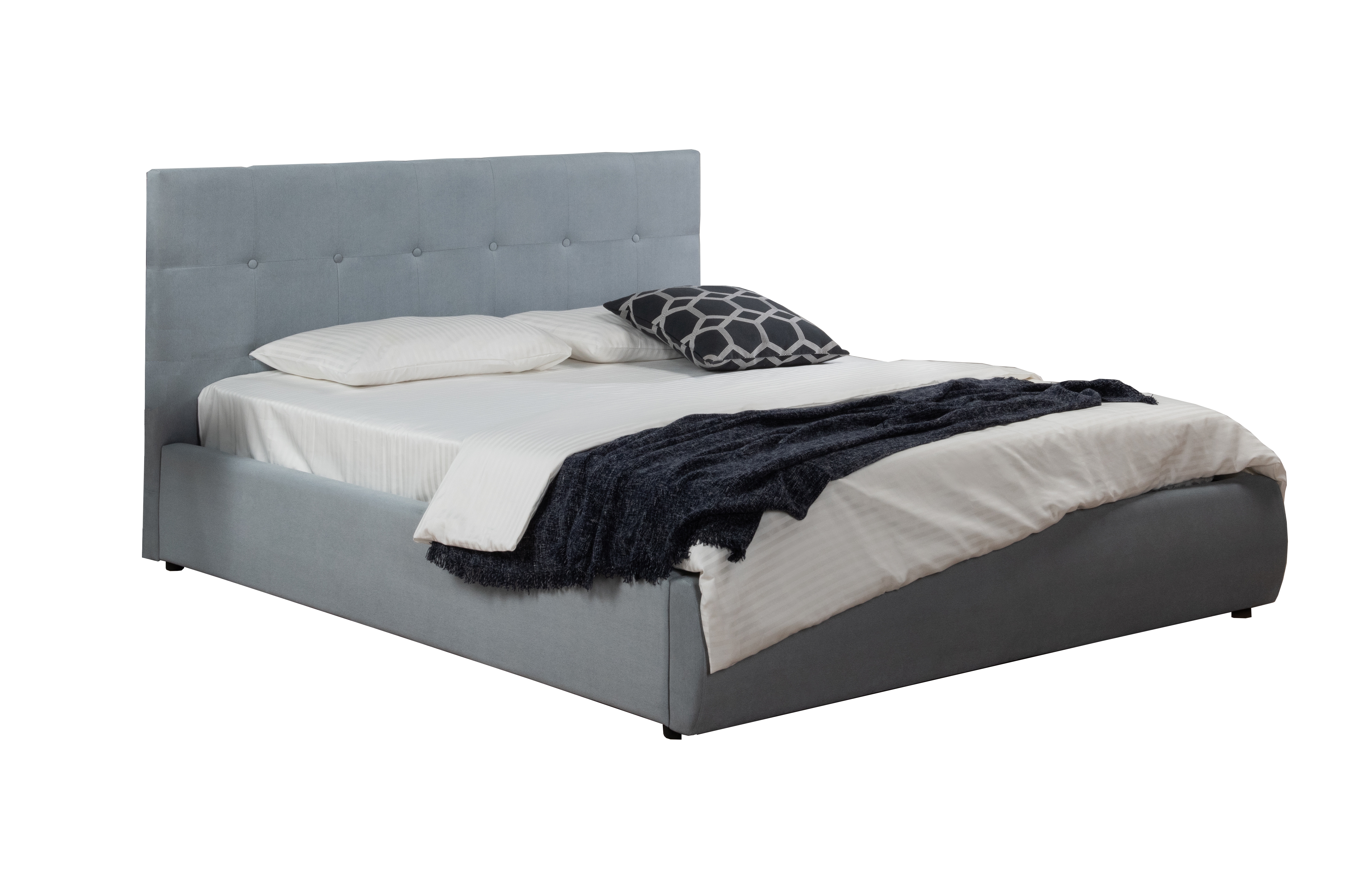 Мягкая интерьерная кровать "Селеста" 1400, БП/М, ткань, Серый