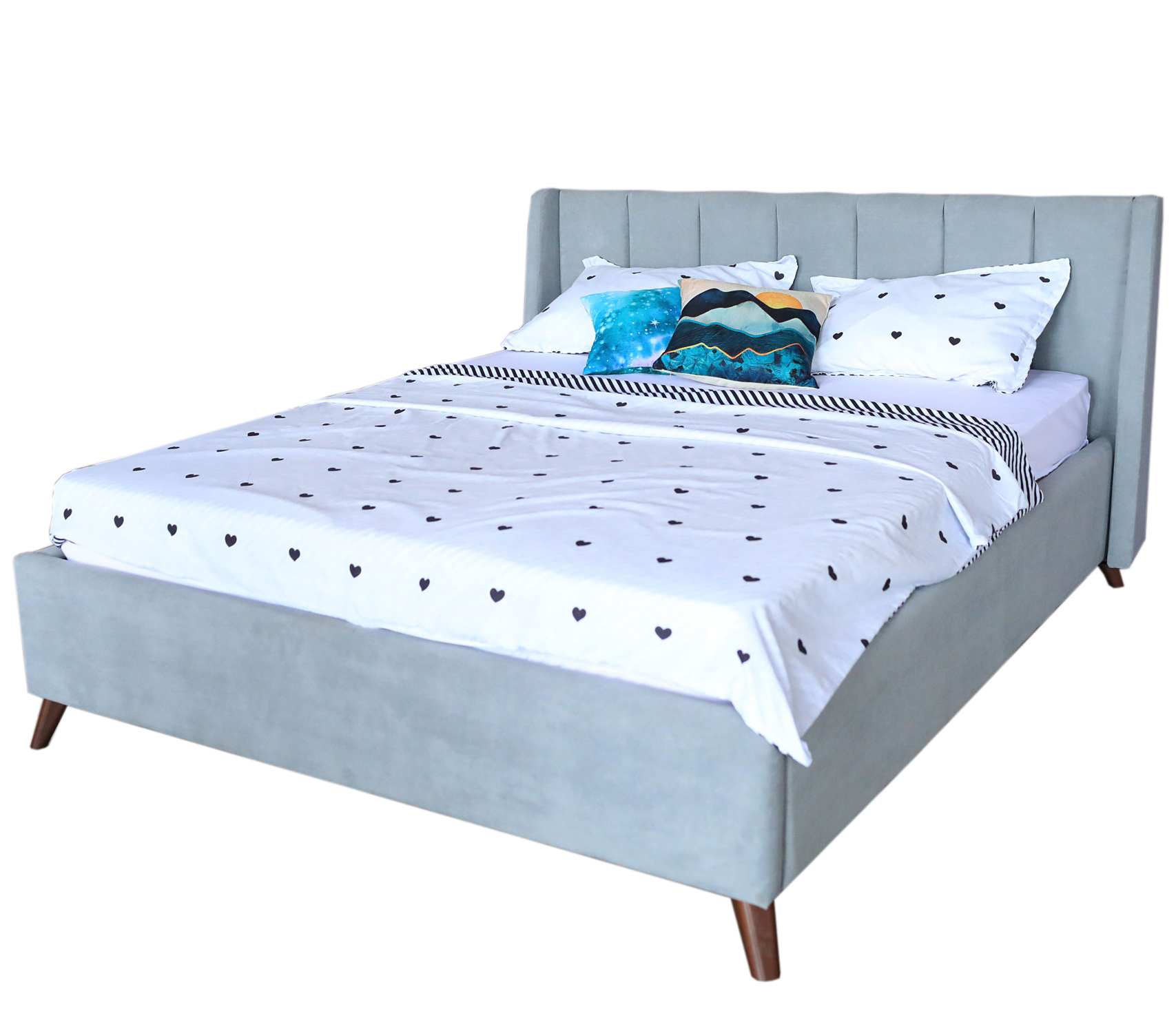 Мягкая кровать Betsi 1600, П/М, ткань, Серый