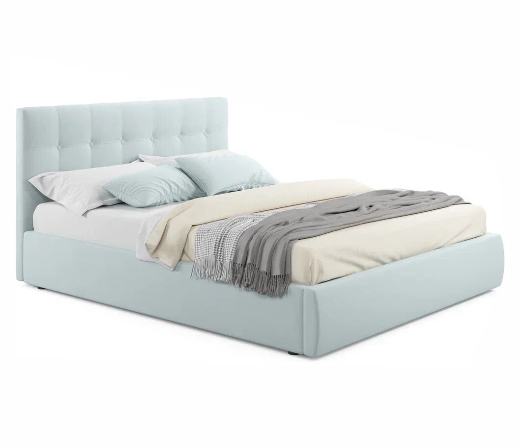 Мягкая интерьерная кровать "Селеста"  1600, П/М, ткань, Мята пастель