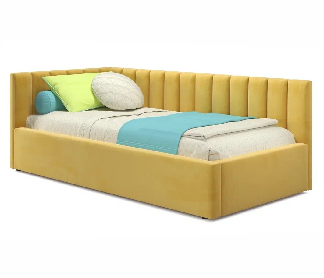Мягкая кровать Milena 900 желтая с подъемным механизмом