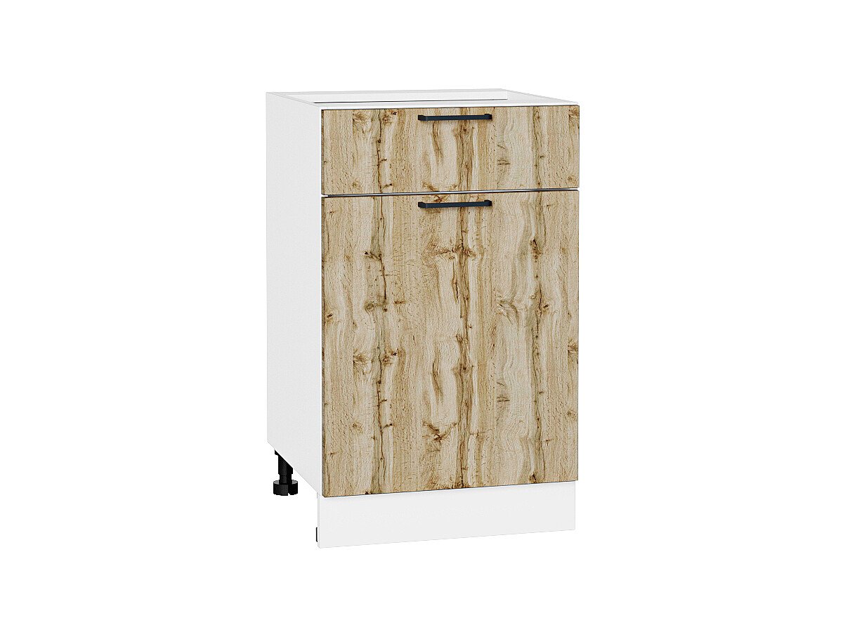 Шкаф нижний с 1-ой дверцей и ящиком Флэт Wotan Oak 2S/Белый 816*500*478