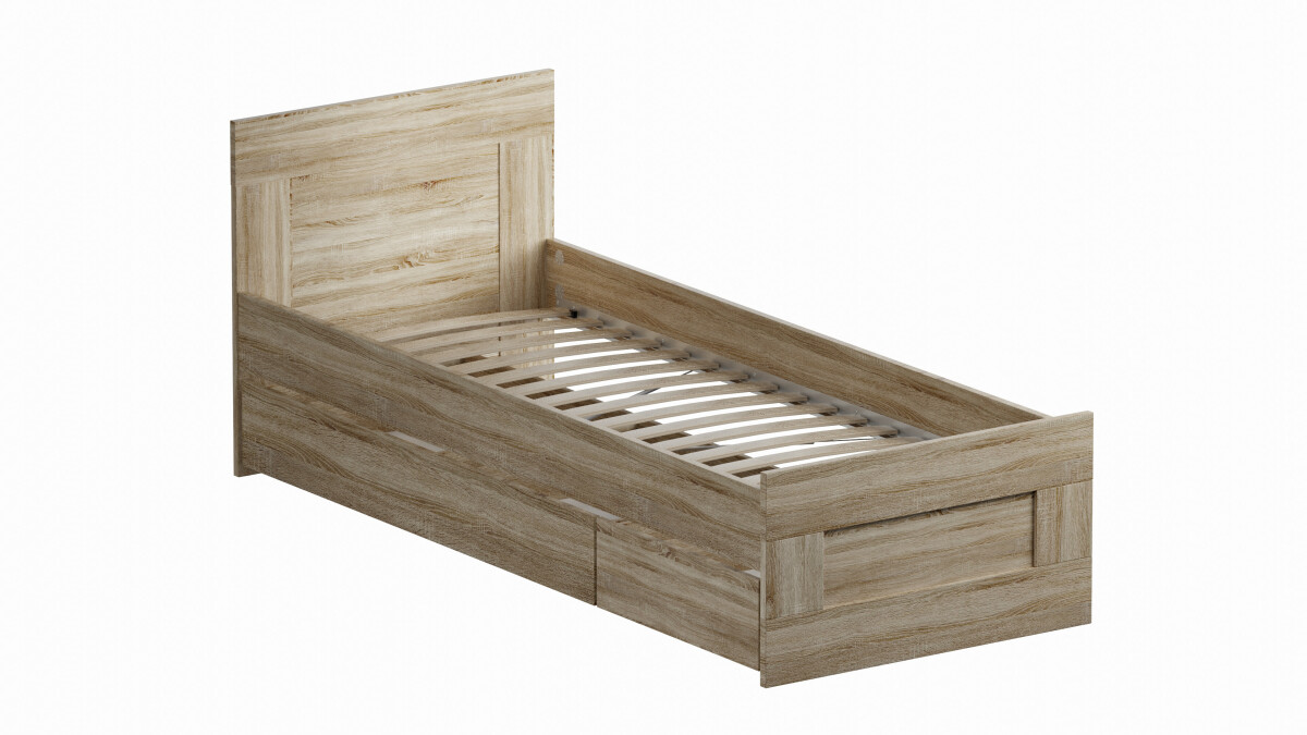 Сириус кровать одинарная с ящиками 80х200 Сонома