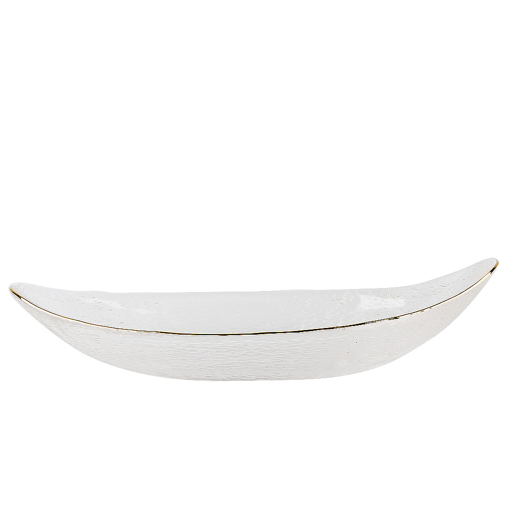 Блюдо сервировочное "Frost strip" (белое) 30 х 14 х 5,5 см (стекло)