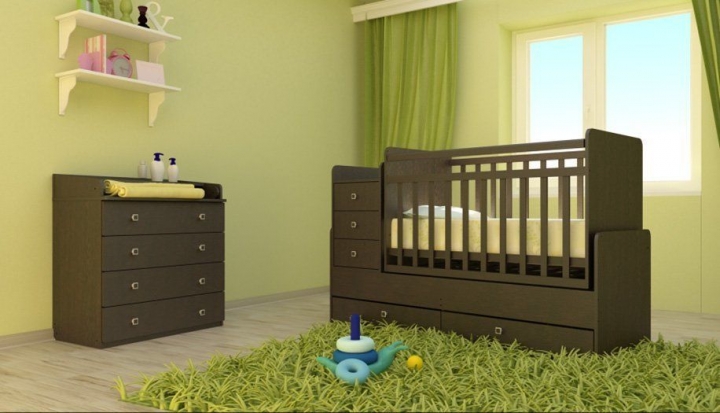 Детская комната Венге: кроватка-трансформер+комод с в комплекте.
