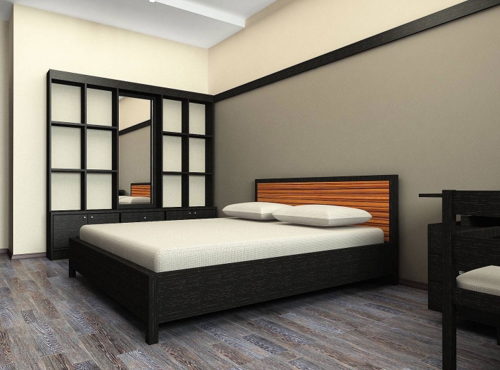 Мебель венге в спальне в стиле минимализм