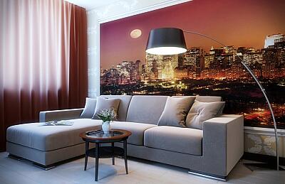 Фотообои в интерьере гостиной: за диваном, на стену, расширяющие пространство, идеи дизайна, 50+ фото